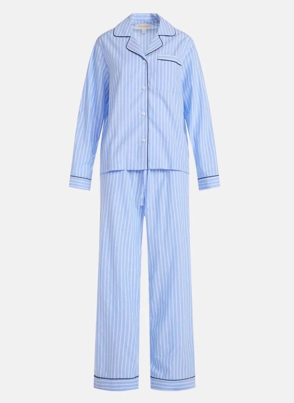Adult 100% Cotton Blue Stripe Lightweight Pajama Set Unisex XS